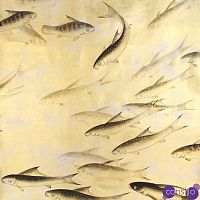 Обои ручная роспись Fishes Original colourway on Deep Rich Gold gilded paper with d?sargenter pearlescent antiquing