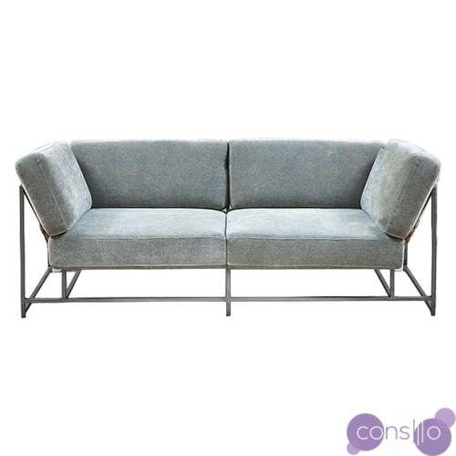 Двухместный диван Two Seat Sofa серо-голубой велюр
