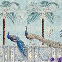 Обои ручная роспись Chinoiserie Birds Palace Sapphire