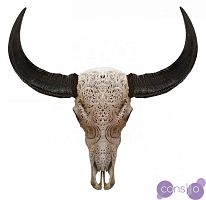 Череп буйвола с резьбой Buffalo Skull Tribal Carving