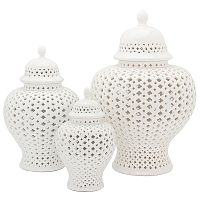 Ваза с крышкой White Ceramic Carving Vase