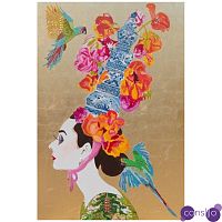 Картина “Audrey with Ming Pagoda Headdress and Parrots”