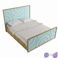 Кровать деревянная двуспальная 160х200 голубая Круги на воде