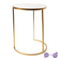 Приставной стол Round Table Marble gold белый мрамор