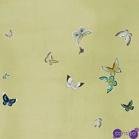 Обои ручная роспись Butterflies Special Colourway on Pea Green dyed silk