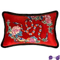 Декоративная подушка с вышивкой стиль Gucci Змея Micrurus Pillow Красная