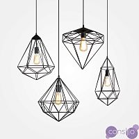 Серия светильников в форме кристалла из металлических сеток GEOM