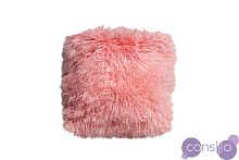 Подушка меховая розовая односторонняя