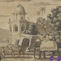 Обои ручная роспись Early Views of India Eau Forte on antique scenic Xuan paper