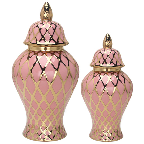 Ваза с крышкой Gold Ornament Pink Vase