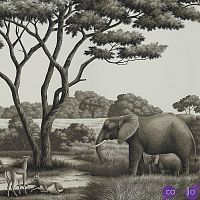 Обои ручная роспись African Savannah Colourway SC-94 on scenic paper