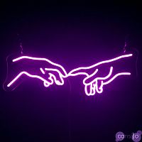 Неоновая настенная лампа Creation of Adam Hands Neon Wall Lamp