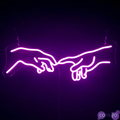 Неоновая настенная лампа Creation of Adam Hands Neon Wall Lamp
