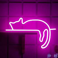 Неоновая настенная лампа Sleeping Kitten Neon Wall Lamp