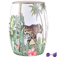 Керамический табурет Leopard Tropical Animal Ceramic Stool White