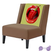 FUN Armchair "Chili Pepper" Beige Дизайнерское кресло с цветным принтом