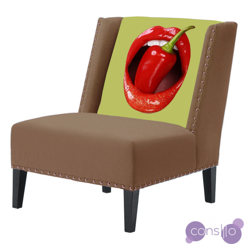 FUN Armchair "Chili Pepper" Beige Дизайнерское кресло с цветным принтом