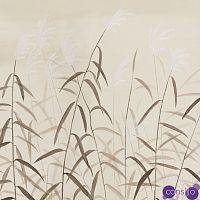 Обои ручная роспись Wild Grasses Original colourway on Bleached Silver slub silk with embroidery