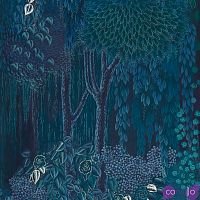 Обои ручная роспись Hippolyta’s Forest Original colourway on Empire Blue dyed silk