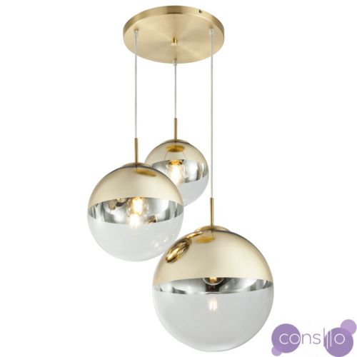 Светильник подвесной Mirror Ball Gold 3 плафона designed by Tom Dixon in 2003