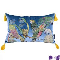 Декоративная подушка с вышивкой Embroidery Parrots Long Pillow Blue