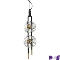 Подвесной светильник с черным основанием и золотистым декором Bruno Duo