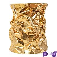 Приставной столик Stool Gold Crumpled Paper