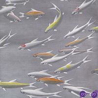 Обои ручная роспись Fishes Koi on Flash metallic Xuan paper