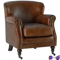 Кресло Norbert Armchair brown vintage натуральная кожа