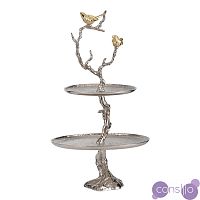Блюдо двухъярусное Birds on Branches silver