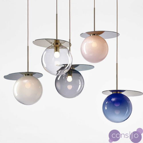 Подвесные светильники с плафоном в форме шара и зеркальным диском COMET