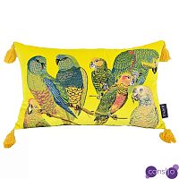 Декоративная подушка с вышивкой Embroidery Parrots Long Pillow Yellow