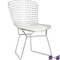 Стул Bertoia Chair Хромированный с Белой подушкой