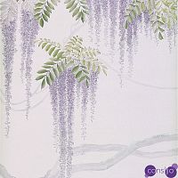 Обои в японском стиле Wisteria Lavender on Lilac Mica metallic Xuan paper