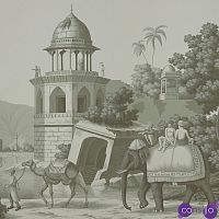 Обои ручная роспись Early Views of India Crystal Grey on scenic paper
