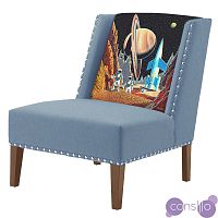 FUN Armchair Retro Futurism Blue Дизайнерское кресло с цветным принтом