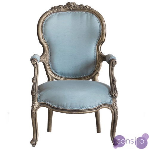 Кресло Arm Carved Chair blue linen