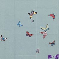 Обои ручная роспись Butterflies Icarus on Azure India tea paper