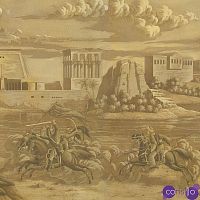 Обои ручная роспись Napoleon's Campaign in Egypt Sepia on antique scenic Xuan paper