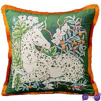 Декоративная подушка Horse on Botanical Green Cushion