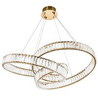 Подвесная люстра в виде изогнутых колец с хрустальным декором Ring Horizontal Oculus Gold Light Chandelier