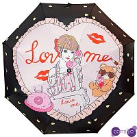 Зонт раскладной CHANEL дизайн 018 Черный и розовый цвет