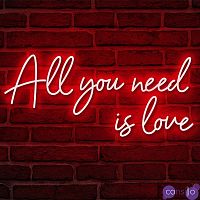 Неоновая настенная лампа All You Need is Love Neon Wall Lamp Красный