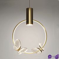 Подвесной светильник с декоративными светящимися бабочками  Butterfly Double disk F