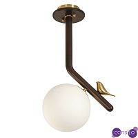 Потолочный светильник с птичкой Bird Wood Ring Ceiling Lamp
