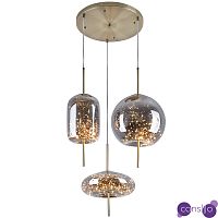 Подвесной светильник с гирляндой внутри 3-х стеклянных плафонов Garland Glass Trio Hanging Lamp