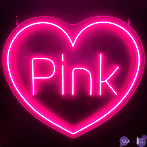 Неоновая настенная лампа Pink Heart Neon Wall Lamp