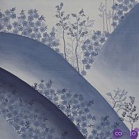 Обои ручная роспись Kiso Mountains Special Colourway on Lilac Hint slub silk
