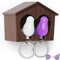 Держатель+брелок для ключей двойной sparrow коричневый-белый-фиолетовый