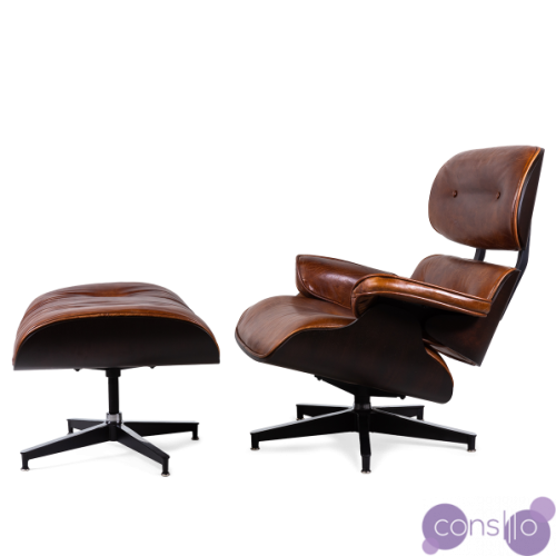 Кресло Eames Lounge Chair & Ottoman brown designed by Charles and Ray Eames